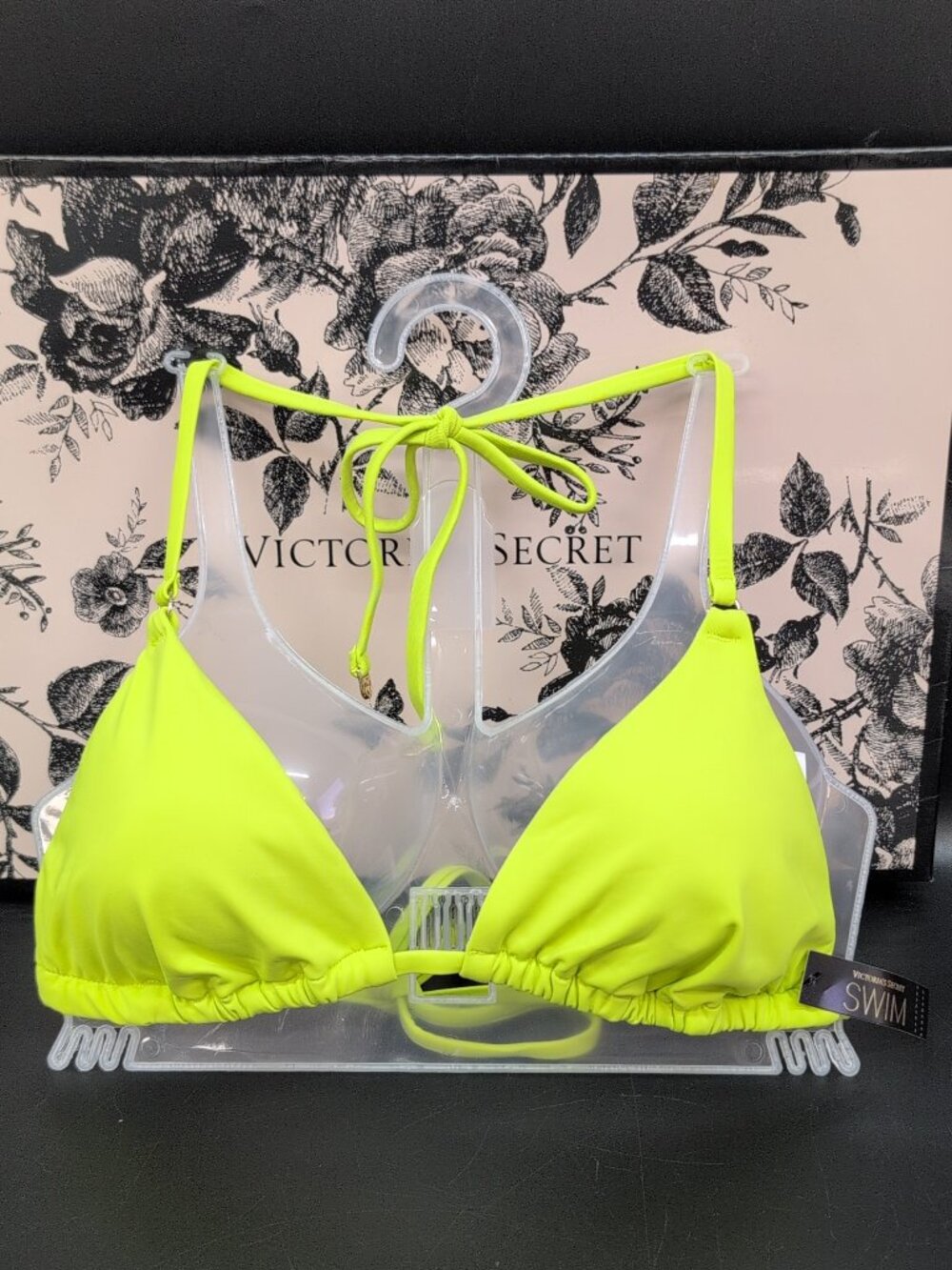 Victoria Secret Swim Triangle Lightly Lined Wireless Bikini Top Small Neon Green